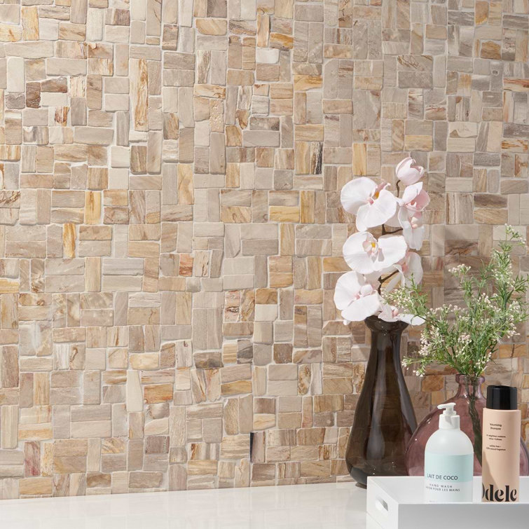Antique Brown Petrified Wood Mosaic Tile for Indoor and Outdoor