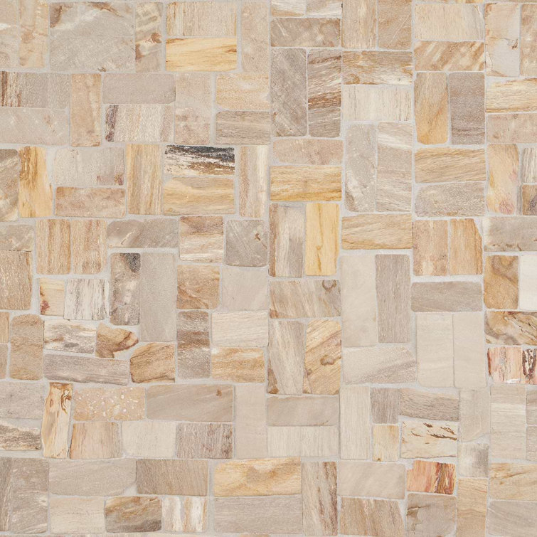 Antique Brown Petrified Wood Mosaic Tile for Indoor and Outdoor