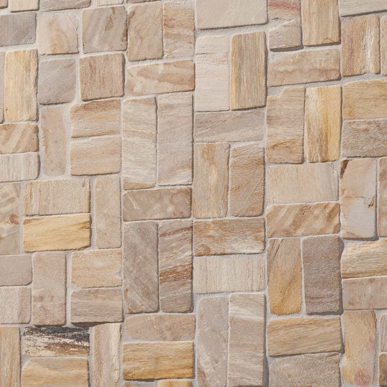 Antique Brown Petrified Wood Mosaic Tile for Indoor and Outdoor