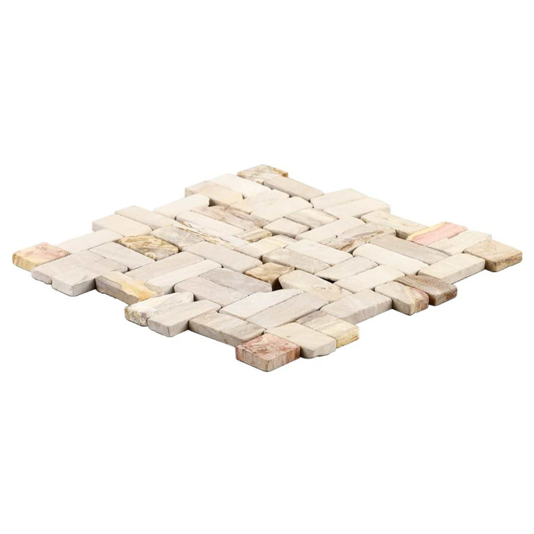 Antique Brown Petrified Wood Mosaic Tile for Indoor and Outdoor