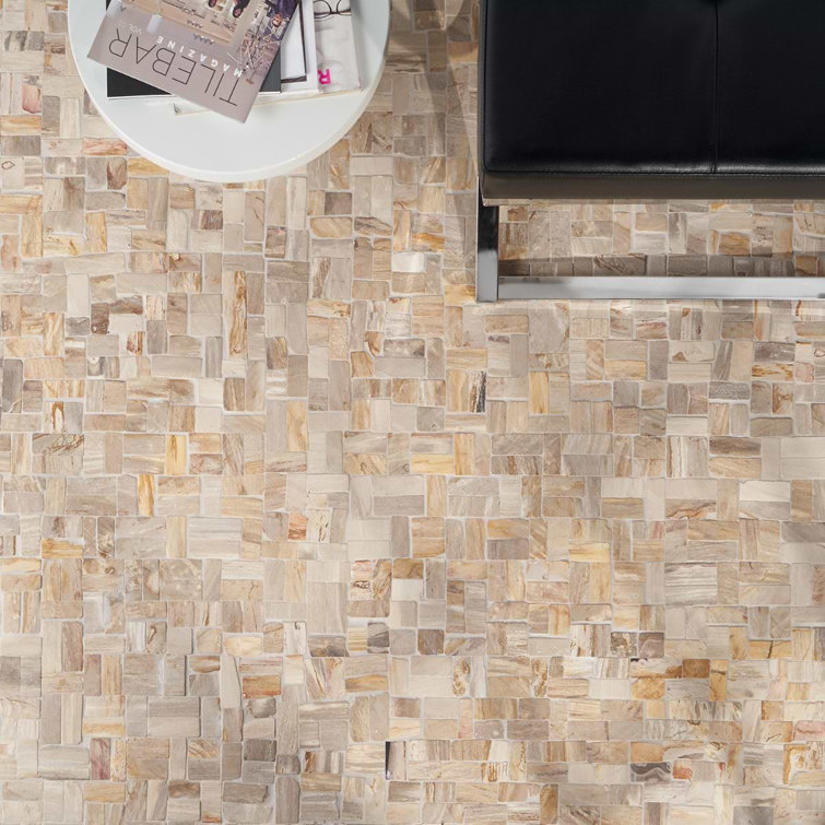 Antique Brown Petrified Wood Mosaic Tile for Indoor and Outdoor