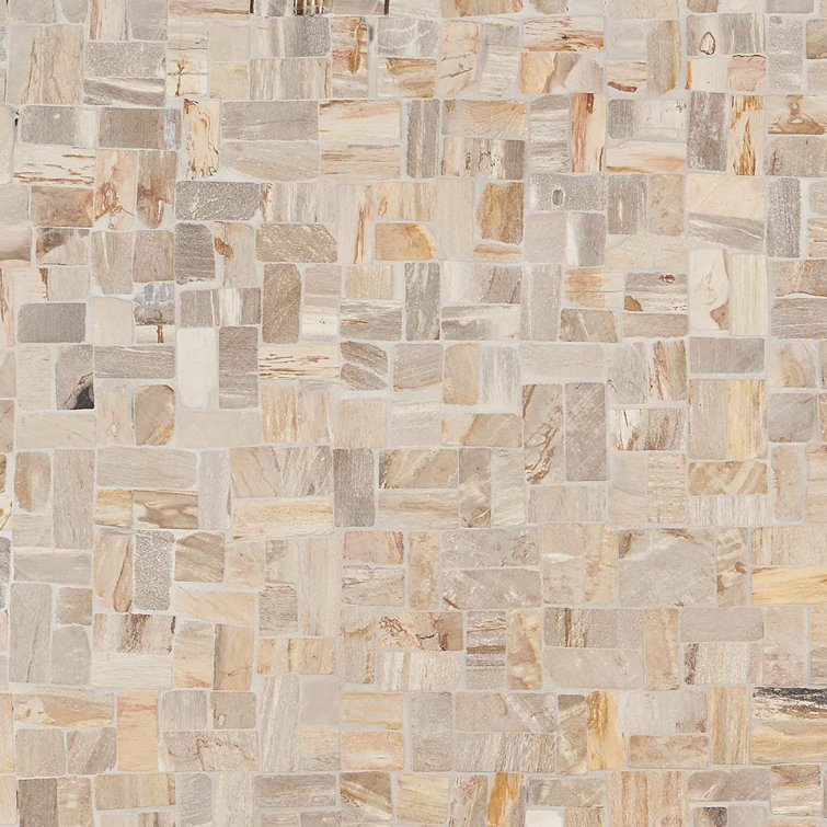 Antique Brown Petrified Wood Mosaic Tile for Indoor and Outdoor
