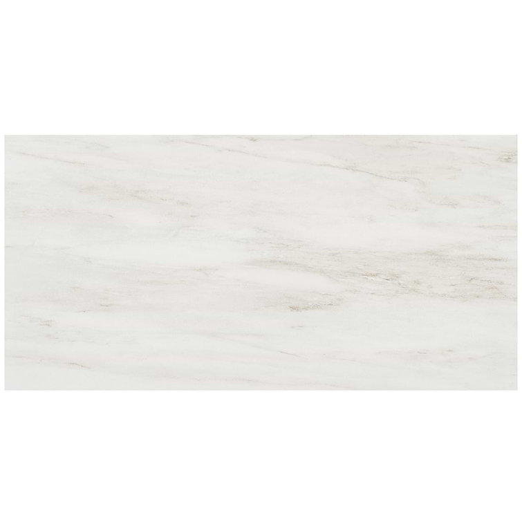 Saroshi 12" x 24" Matte White Marble Look Porcelain Tile