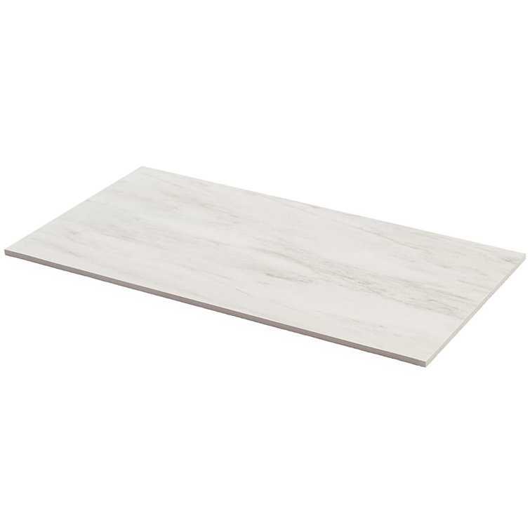 Saroshi 12" x 24" Matte White Marble Look Porcelain Tile