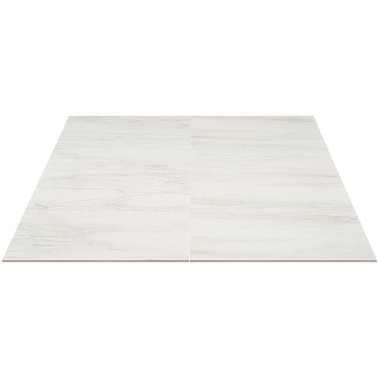 Saroshi 12" x 24" Matte White Marble Look Porcelain Tile
