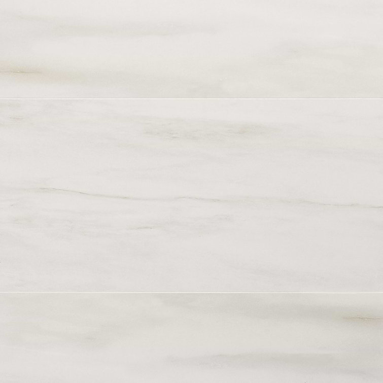 Saroshi 12" x 24" Matte White Marble Look Porcelain Tile