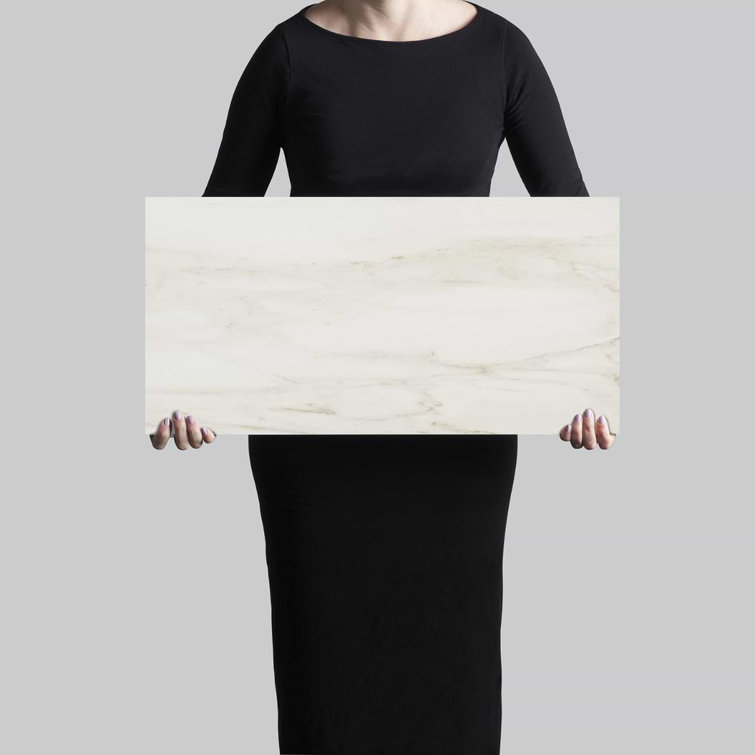 Saroshi 12" x 24" Matte White Marble Look Porcelain Tile