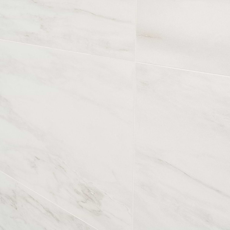 Saroshi 12" x 24" Matte White Marble Look Porcelain Tile
