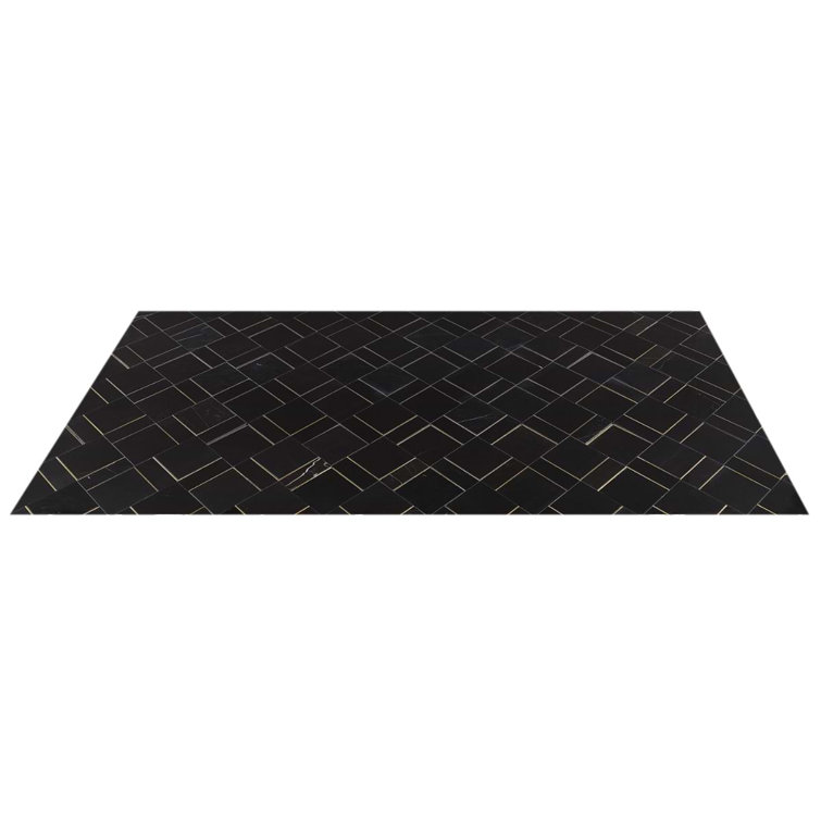 Nero Polished Marble and Brass Diamond Wall Tile