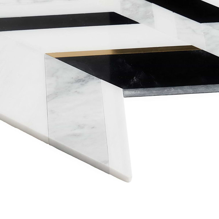 Xander Polished Marble and Brass Chevron Wall Mosaic Tile