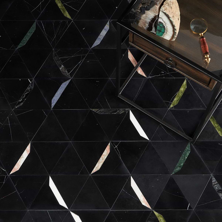 Santana Black Marble Hexagon Mosaic Tile