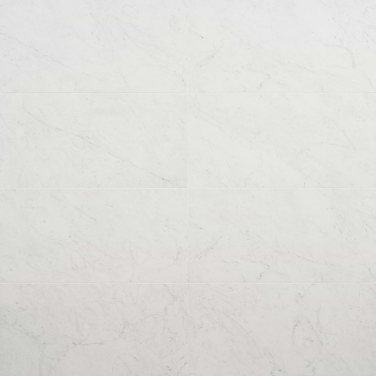 Saroshi 12" x 24" Matte White Marble Look Porcelain Tile