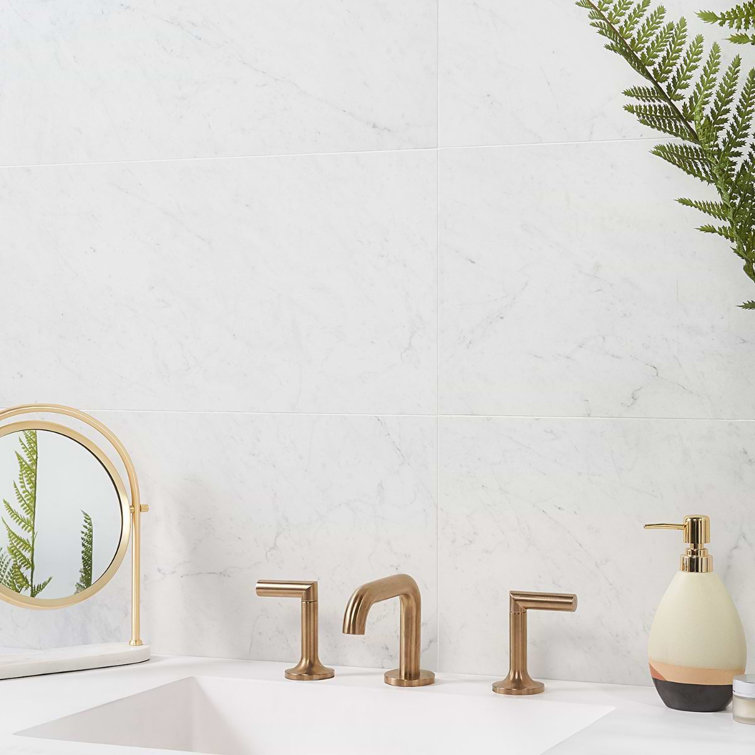 Saroshi 12" x 24" Matte White Marble Look Porcelain Tile