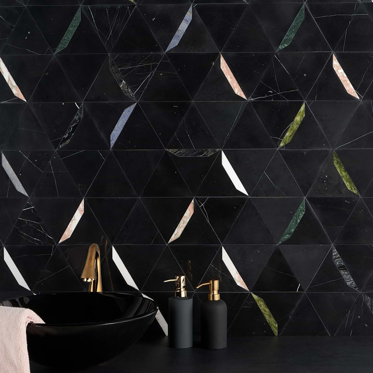 Santana Black Marble Hexagon Mosaic Tile