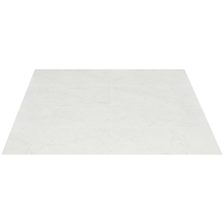 Saroshi 12" x 24" Matte White Marble Look Porcelain Tile