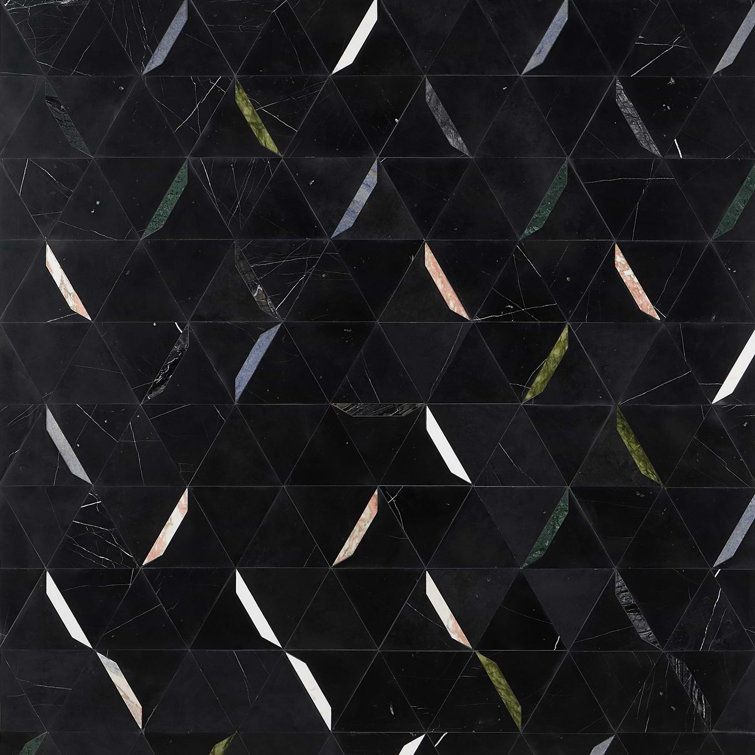 Santana Black Marble Hexagon Mosaic Tile