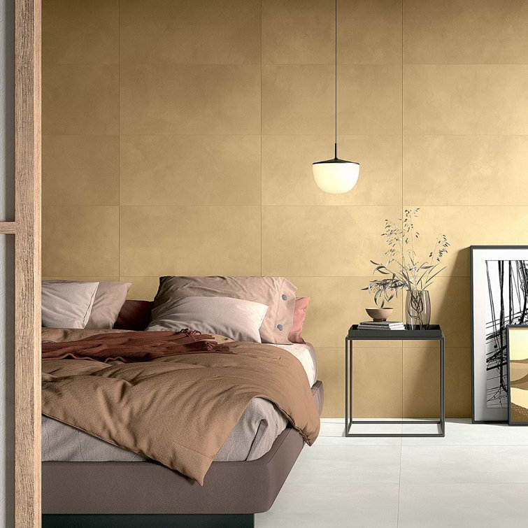 Catlinite Large Yellow Matte Porcelain Rectangular Tile