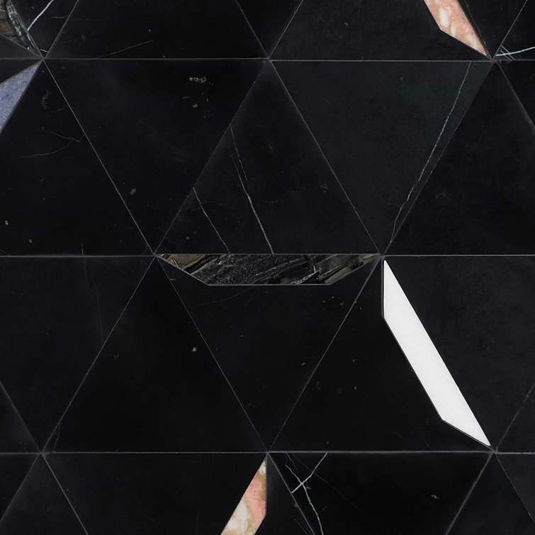Santana Black Marble Hexagon Mosaic Tile