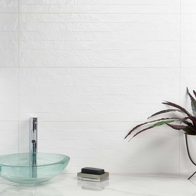 Angela Harris Matte White Ceramic Patterned Wall Tile