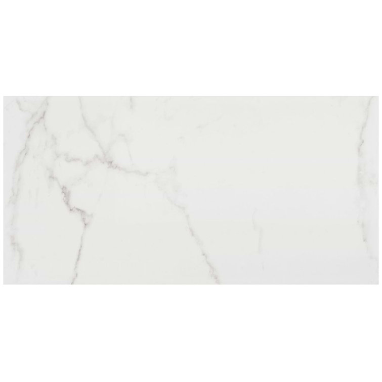 Statuario Venato 12" x 24" Polished Marble Look Porcelain Tile