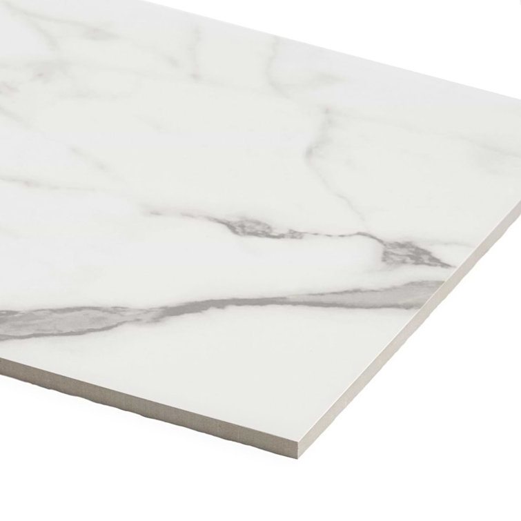 Statuario Venato 12" x 24" Polished Marble Look Porcelain Tile