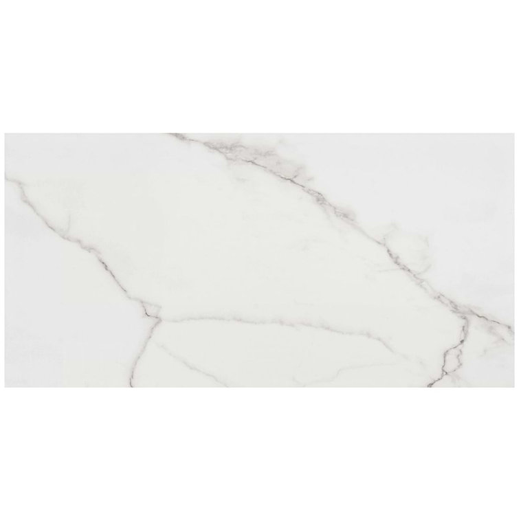 Statuario Venato 12" x 24" Polished Marble Look Porcelain Tile