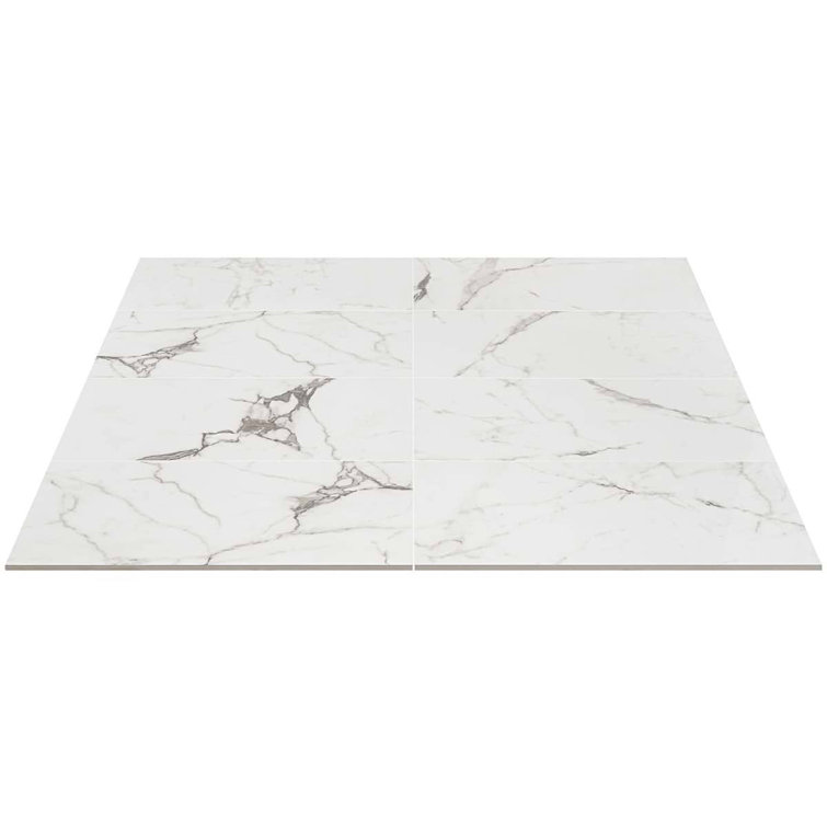 Statuario Venato 12" x 24" Polished Marble Look Porcelain Tile
