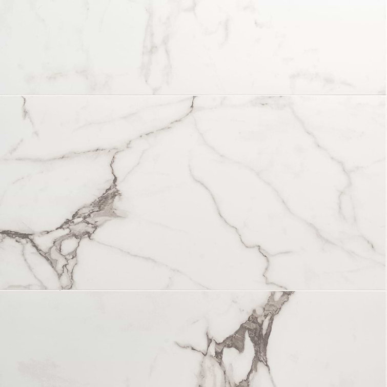 Statuario Venato 12" x 24" Polished Marble Look Porcelain Tile