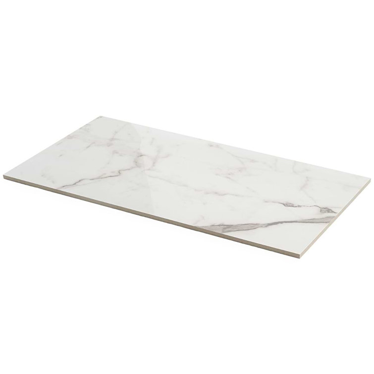 Statuario Venato 12" x 24" Polished Marble Look Porcelain Tile