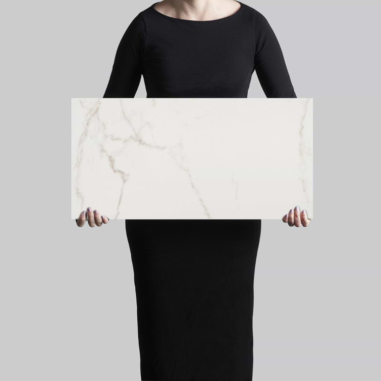 Statuario Venato 12" x 24" Polished Marble Look Porcelain Tile