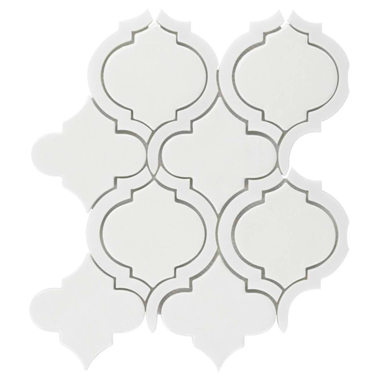 Glacier White Arabesque Ceramic Mosaic Tile Sheet