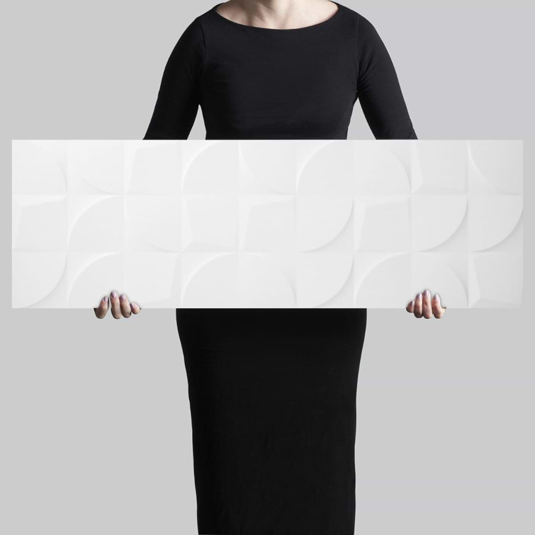 Angela Harris 12" x 35" White Ceramic Patterned Wall Tile