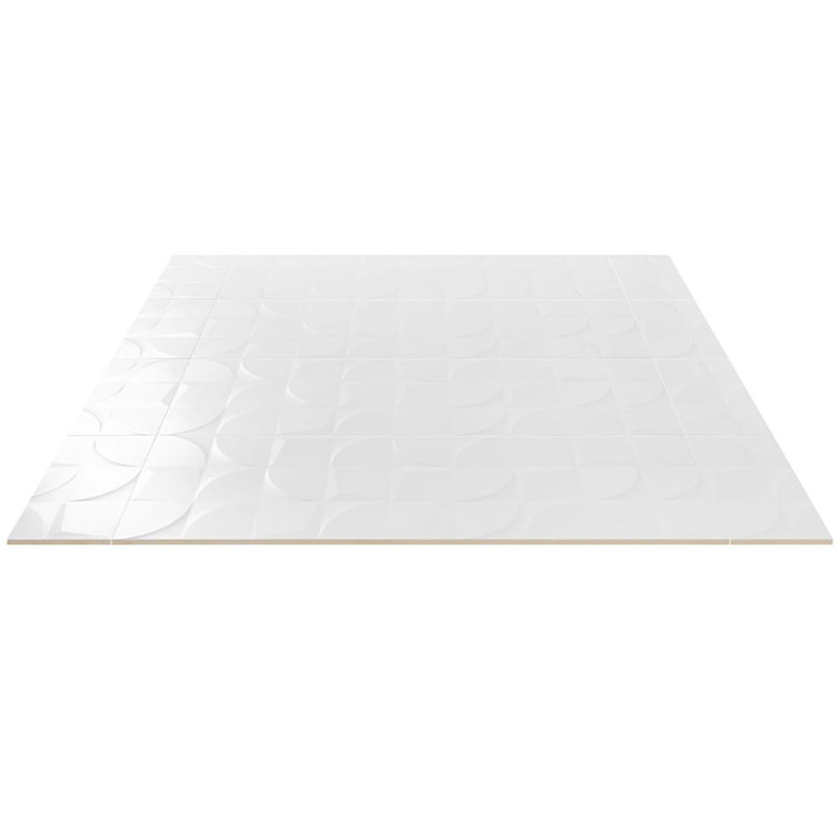 Angela Harris 12" x 35" White Ceramic Patterned Wall Tile