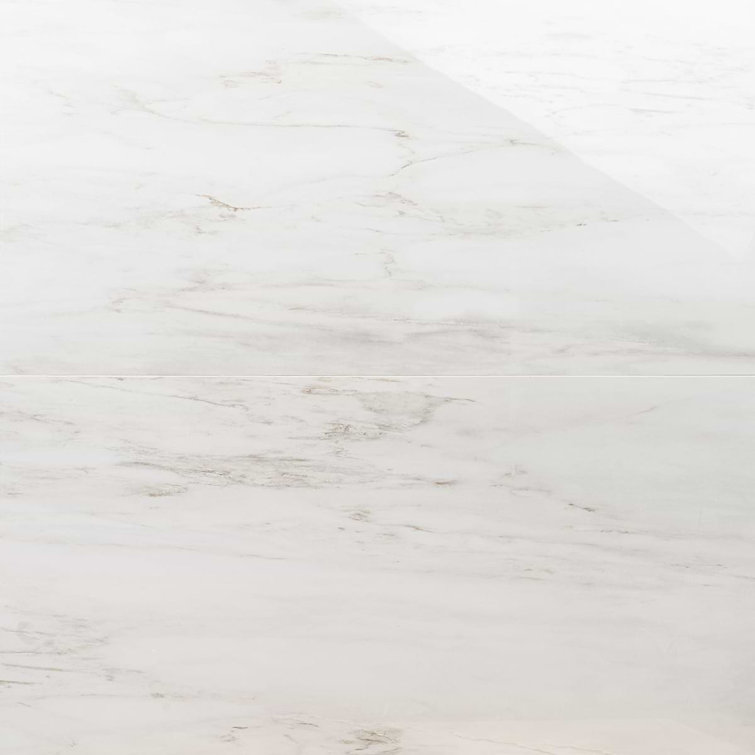 Saroshi Large White Polished Marble Look Porcelain Tile