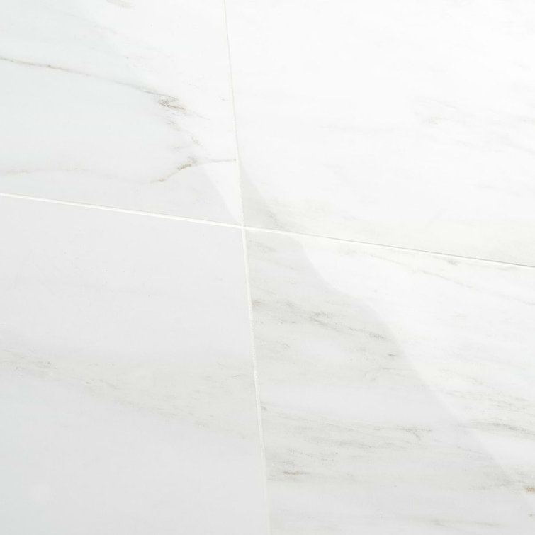 Saroshi Large White Polished Marble Look Porcelain Tile