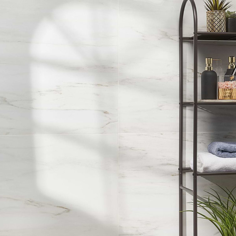 Saroshi Large White Polished Marble Look Porcelain Tile