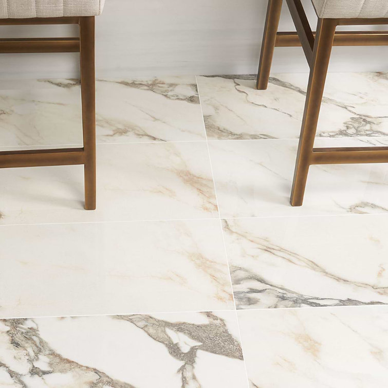 Calacatta Rustico 12" x 24" Polished Marble Look Porcelain Tile