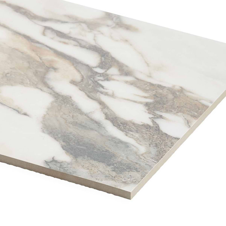 Calacatta Rustico 12" x 24" Polished Marble Look Porcelain Tile