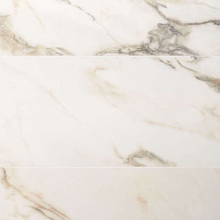 Calacatta Rustico 12" x 24" Polished Marble Look Porcelain Tile