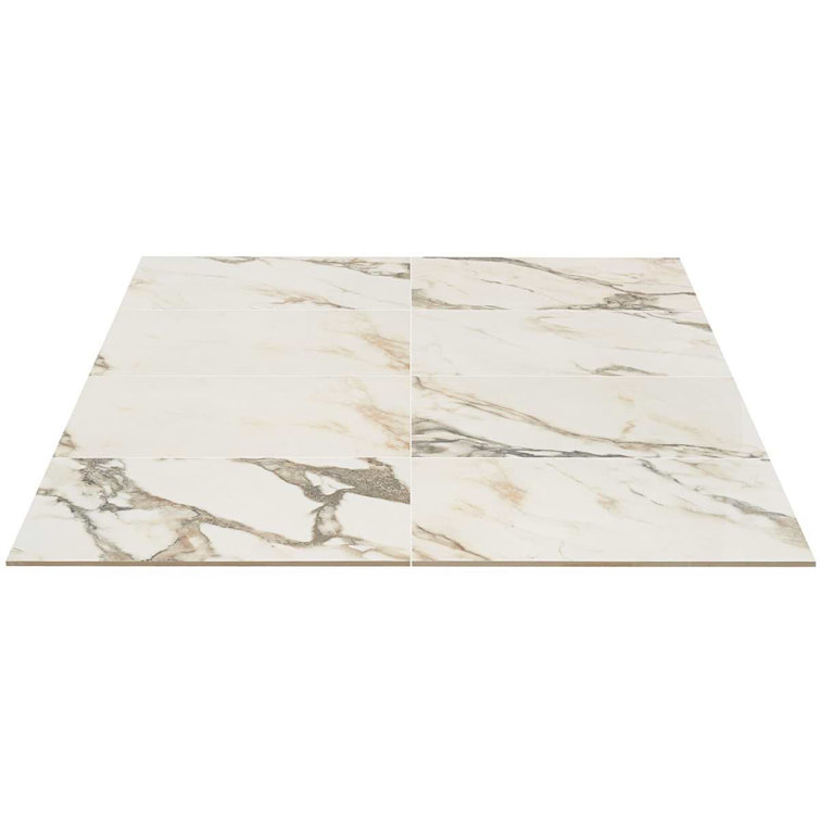 Calacatta Rustico 12" x 24" Polished Marble Look Porcelain Tile