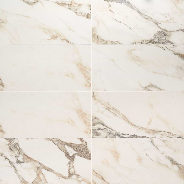 Calacatta Rustico 12" x 24" Polished Marble Look Porcelain Tile