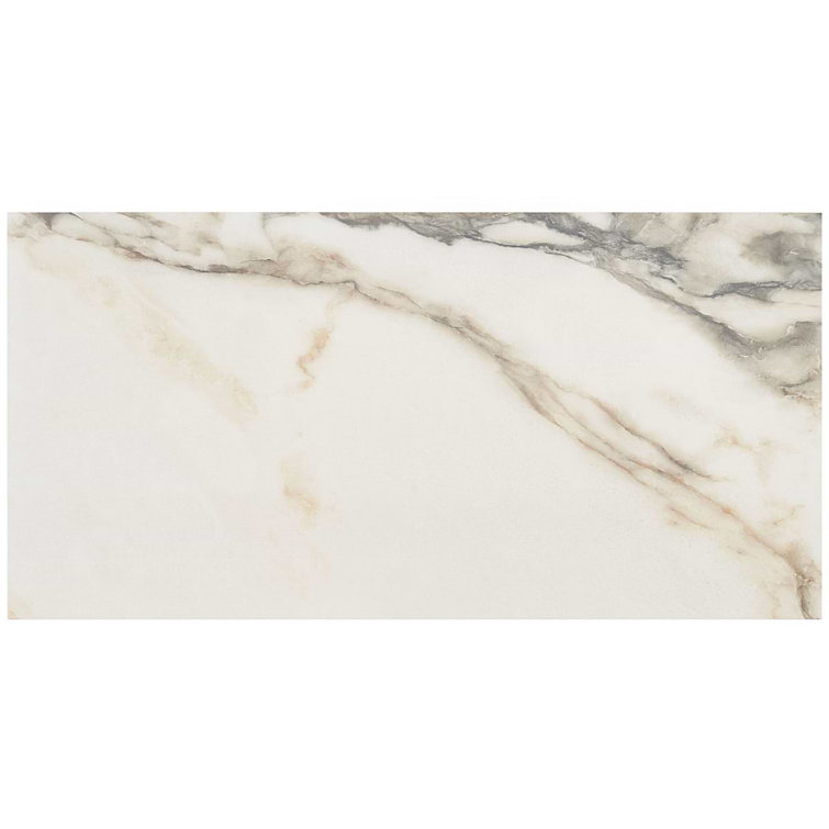 Calacatta Rustico 12" x 24" Polished Marble Look Porcelain Tile