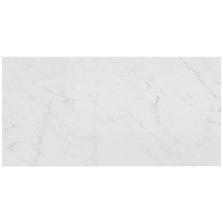 Saroshi Carrara Giola 12" x 24" Polished Marble Look Porcelain Tile
