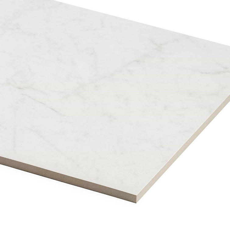Saroshi Carrara Giola 12" x 24" Polished Marble Look Porcelain Tile