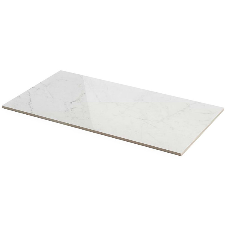 Saroshi Carrara Giola 12" x 24" Polished Marble Look Porcelain Tile