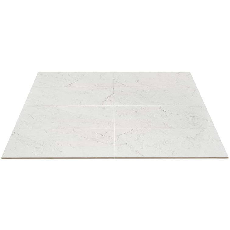 Saroshi Carrara Giola 12" x 24" Polished Marble Look Porcelain Tile