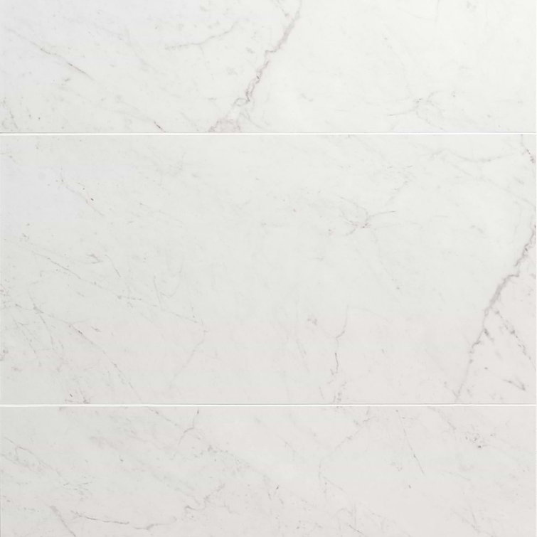 Saroshi Carrara Giola 12" x 24" Polished Marble Look Porcelain Tile