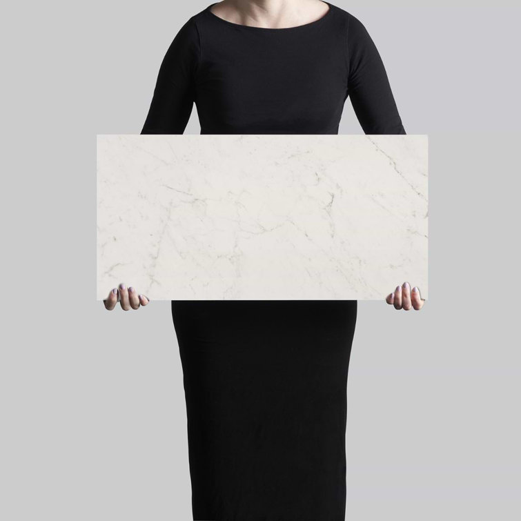 Saroshi Carrara Giola 12" x 24" Polished Marble Look Porcelain Tile