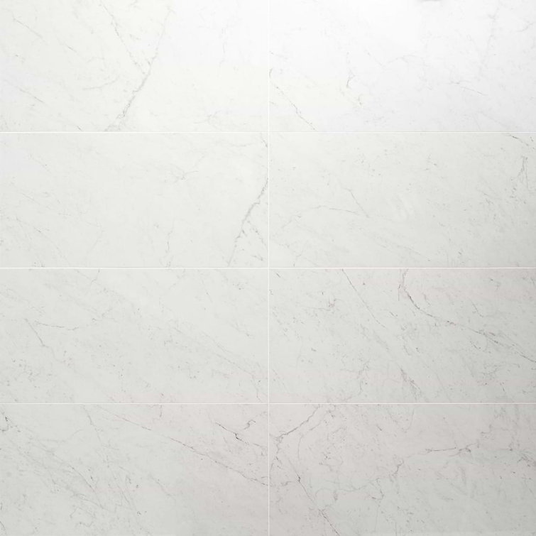 Saroshi Carrara Giola 12" x 24" Polished Marble Look Porcelain Tile