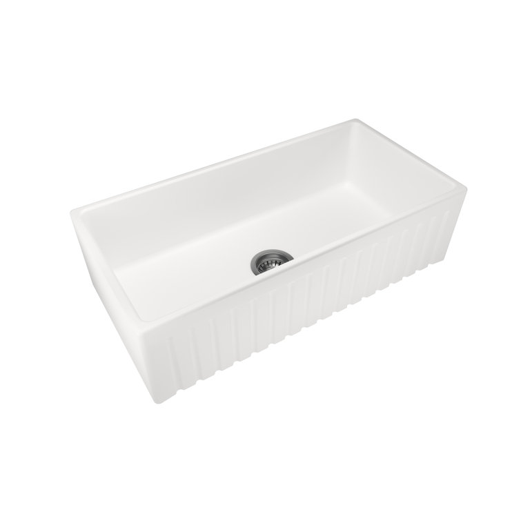 White Fireclay 36'' Single Bowl Farmhouse Kitchen Sink